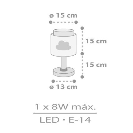 Dalber 76011E - Детска малка лампа BABY DREAMS 1xE14/8W/230V сив