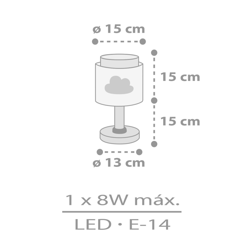 Dalber 76011E - Детска малка лампа BABY DREAMS 1xE14/8W/230V сив