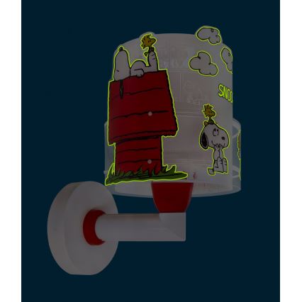 Dalber 76309 - детска стенна лампа SNOOPY 1xE27/15W/230V бяла/червена