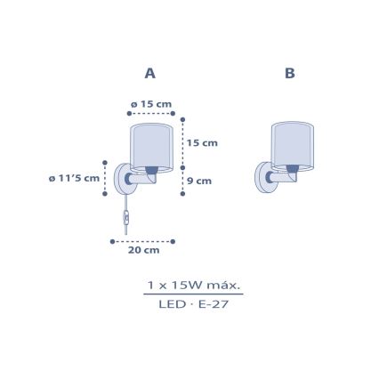 Dalber 76639 - Детска стенна лампа MOON DREAMS 1xE27/15W/230V синя