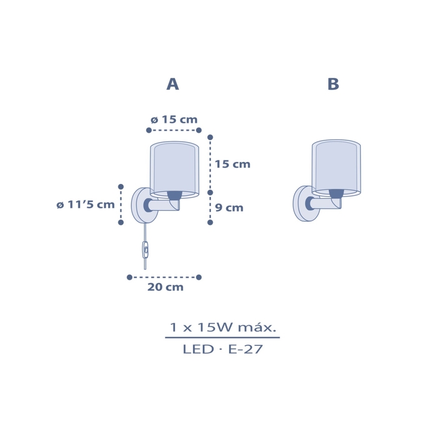 Dalber 76639 - Детска стенна лампа MOON DREAMS 1xE27/15W/230V синя
