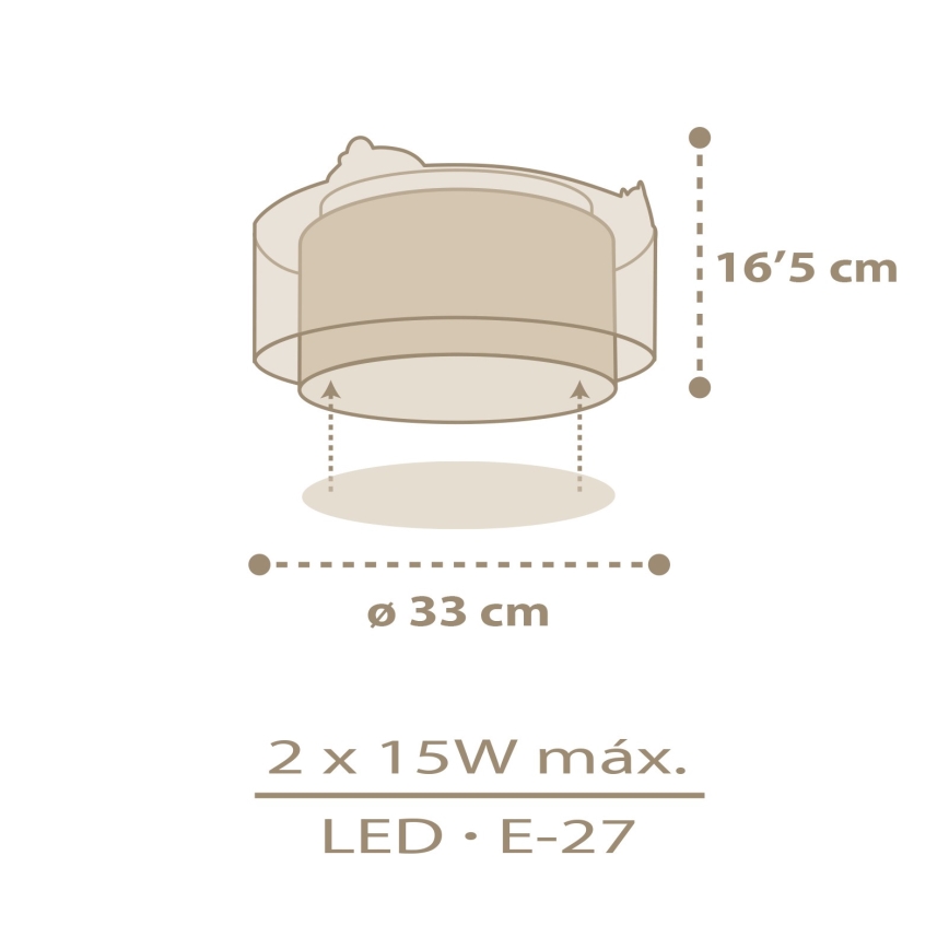 Dalber 76876 - Детска плафониера BABY CHICK 2xE27/15W/230V