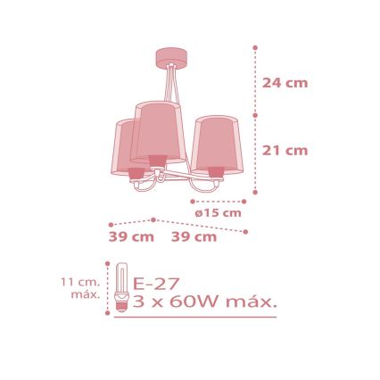Dalber 81197S - Детски полилей LIGHT FEELING 3xE27 / 60W / 230V