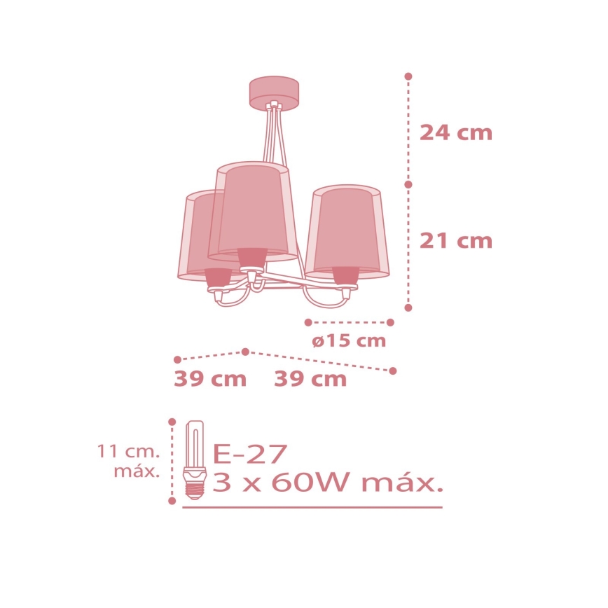 Dalber 81197S - Детски полилей LIGHT FEELING 3xE27 / 60W / 230V