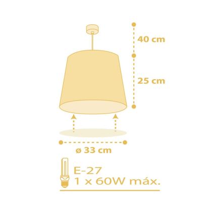 Dalber 82212A - Детски полилей STAR LIGHT 1xE27/60W/230V жълт