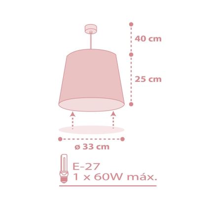 Dalber 82212S - Детски полилей STAR LIGHT 1xE27/60W/230V розов