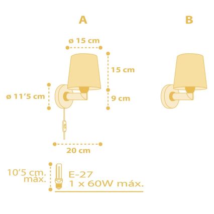 Dalber 82219A - Детски аплик STAR LIGHT 1xE27/60W/230V жълт