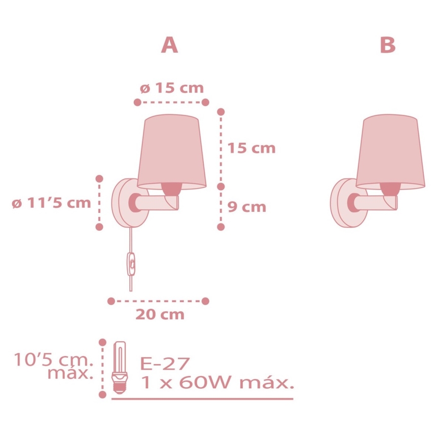Dalber 82219S - Детски аплик STAR LIGHT 1xE27/60W/230V розов