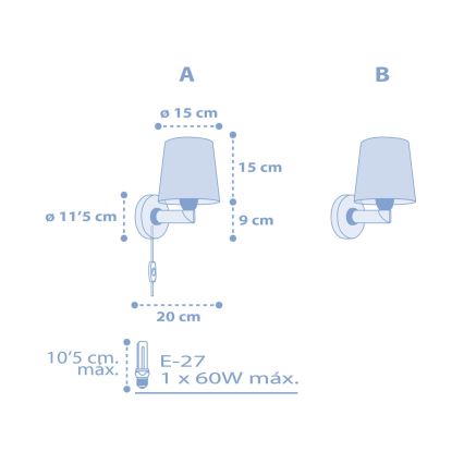 Dalber 82219T - Детски аплик STAR LIGHT 1xE27/60W/230V син