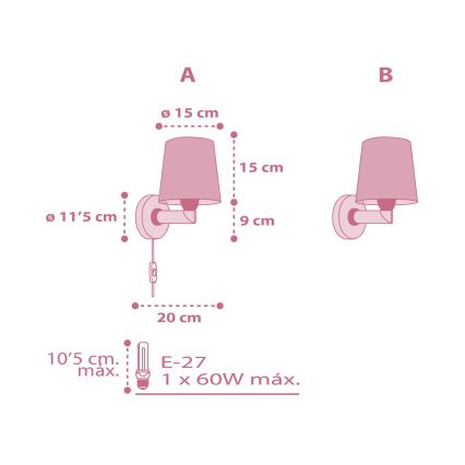 Dalber 82469 - Детски аплик FLAMINGO 1xE27/15W/230V