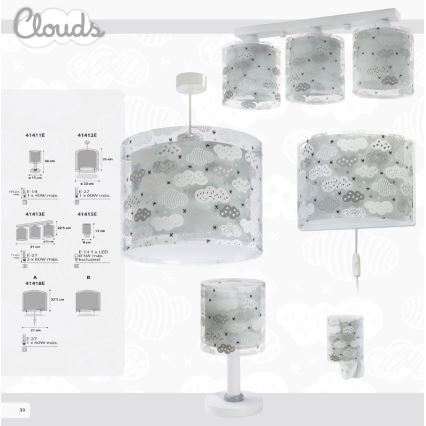 Dalber D-41413E - Детскo Лампа за таван CLOUDS 3xE27/60W/230V