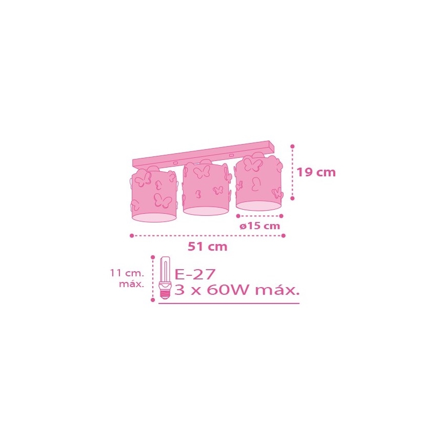 Dalber D-62143 - Детскo Лампа за таван Детска 3xE27/60W/230V
