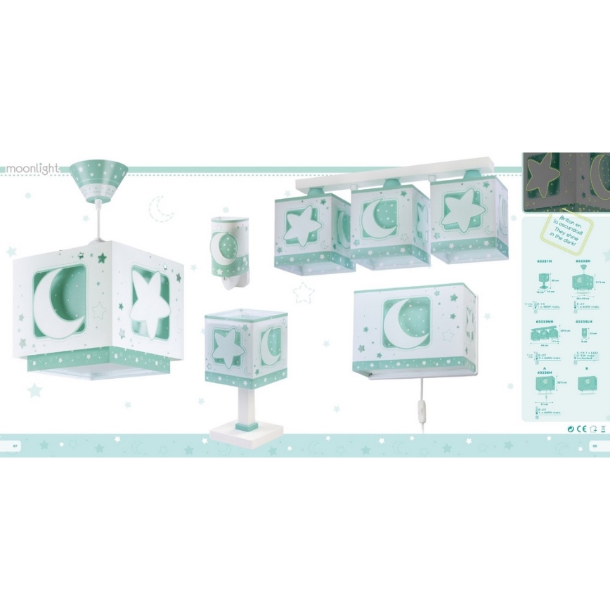 Dalber D-63233NH - Детскo Лампа за таван MOONLIGHT 3xE27/60W/230V