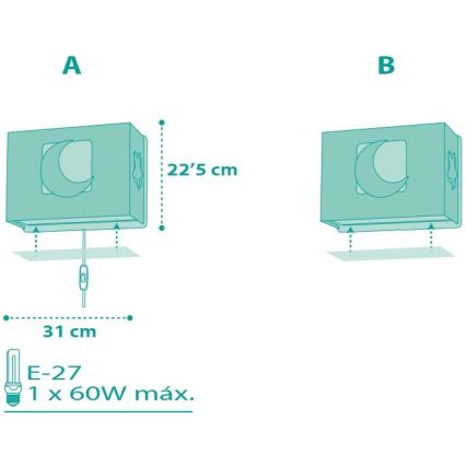 Dalber D-63238H - Детскo Стенна лампа MOONLIGHT 1xE27/60W/230V