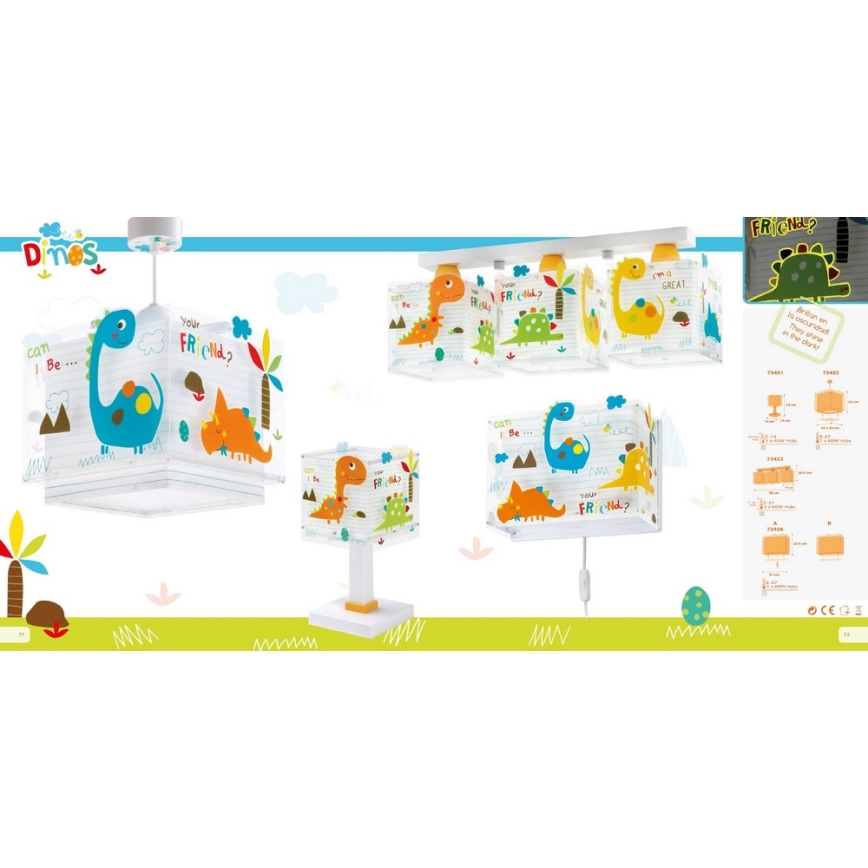 Dalber D-73452 - Детски полилей DINOS 1xE27/60W/230V