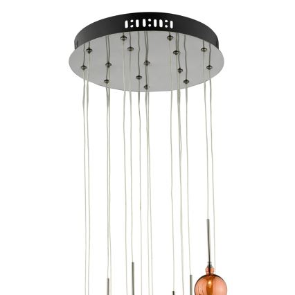 Där Lighting AUR1564 - Висящ полилей на кабел AURELIA 15xG4/10W/230V черен/меден