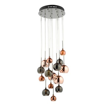 Där Lighting AUR1564 - Висящ полилей на кабел AURELIA 15xG4/10W/230V черен/меден