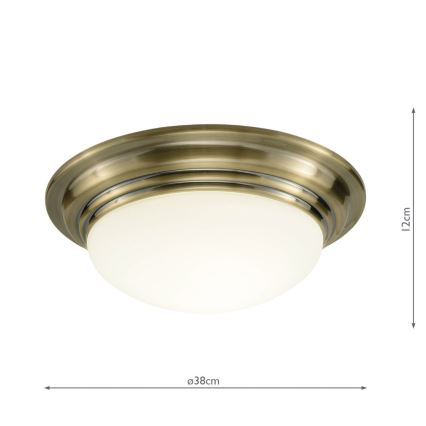 Där Lighting BAR5075 - Таванно осветително тяло за баня BARCLAY 1xE27/60W/230V Ø 38 см месинг