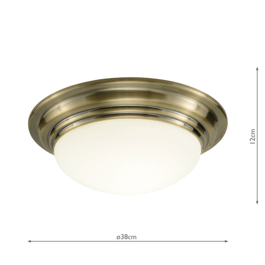 Där Lighting BAR5075 - Таванно осветително тяло за баня BARCLAY 1xE27/60W/230V Ø 38 см месинг