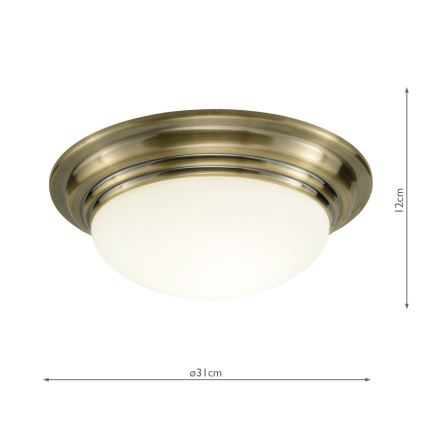 Där Lighting BAR5275 - Таванно осветително тяло за баня BARCLAY 1xE27/60W/230V диаметър 31 см месинг