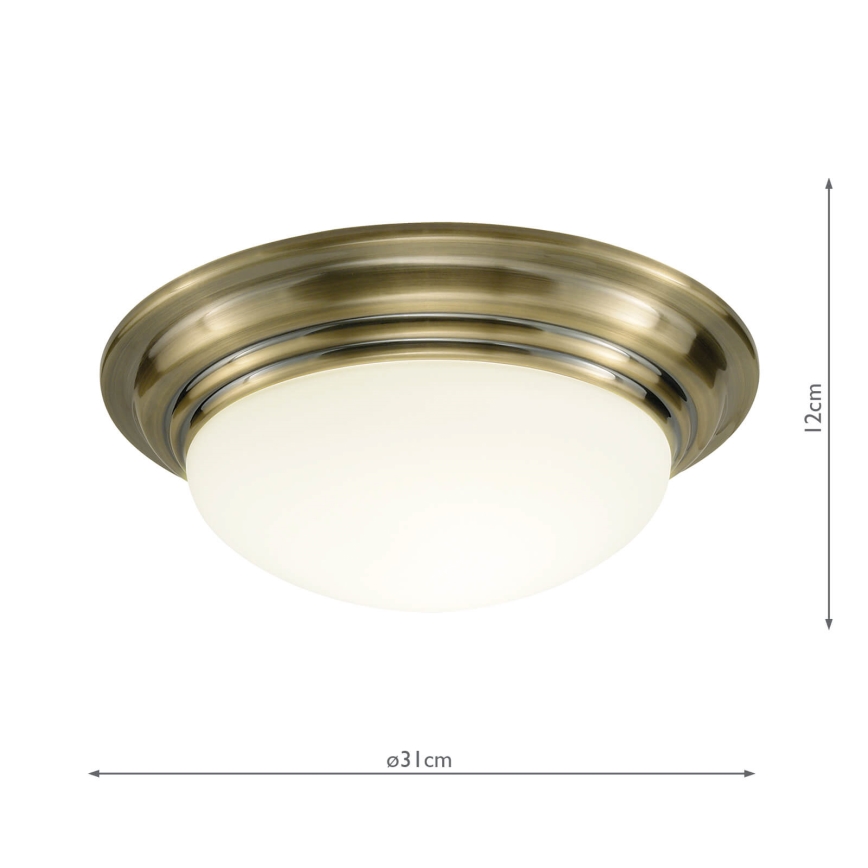 Där Lighting BAR5275 - Таванно осветително тяло за баня BARCLAY 1xE27/60W/230V диаметър 31 см месинг