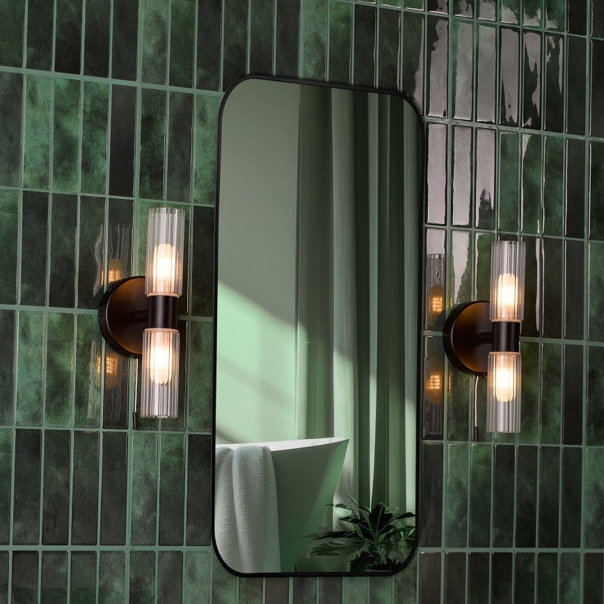 Där Lighting BOL0922 - Стенна лампа за баня BOLTON 2xG9/5W/230V IP44 черна