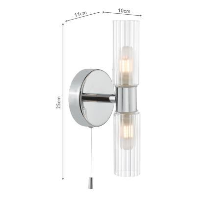 Där Lighting BOL0950 - Стенна лампа за баня BOLTON 2xG9/5W/230V IP44 лъскав хром