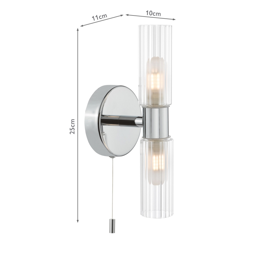 Där Lighting BOL0950 - Стенна лампа за баня BOLTON 2xG9/5W/230V IP44 лъскав хром