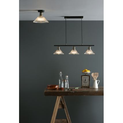 Där Lighting BOY0175 - Плафон BOYD 1xE27/60W/230V, диаметър 25 см, месинг/прозрачно стъкло