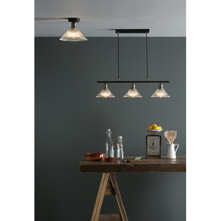 Där Lighting BOY0175 - Плафон BOYD 1xE27/60W/230V, диаметър 25 см, месинг/прозрачно стъкло