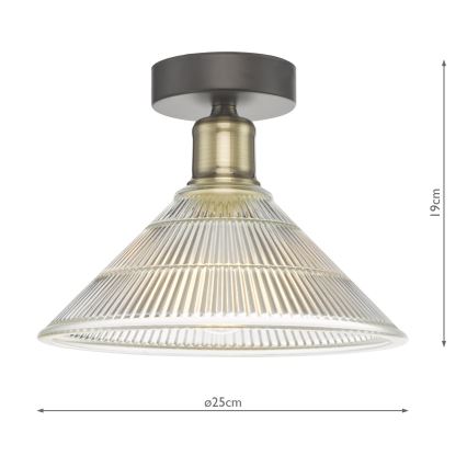 Där Lighting BOY0175 - Плафон BOYD 1xE27/60W/230V, диаметър 25 см, месинг/прозрачно стъкло