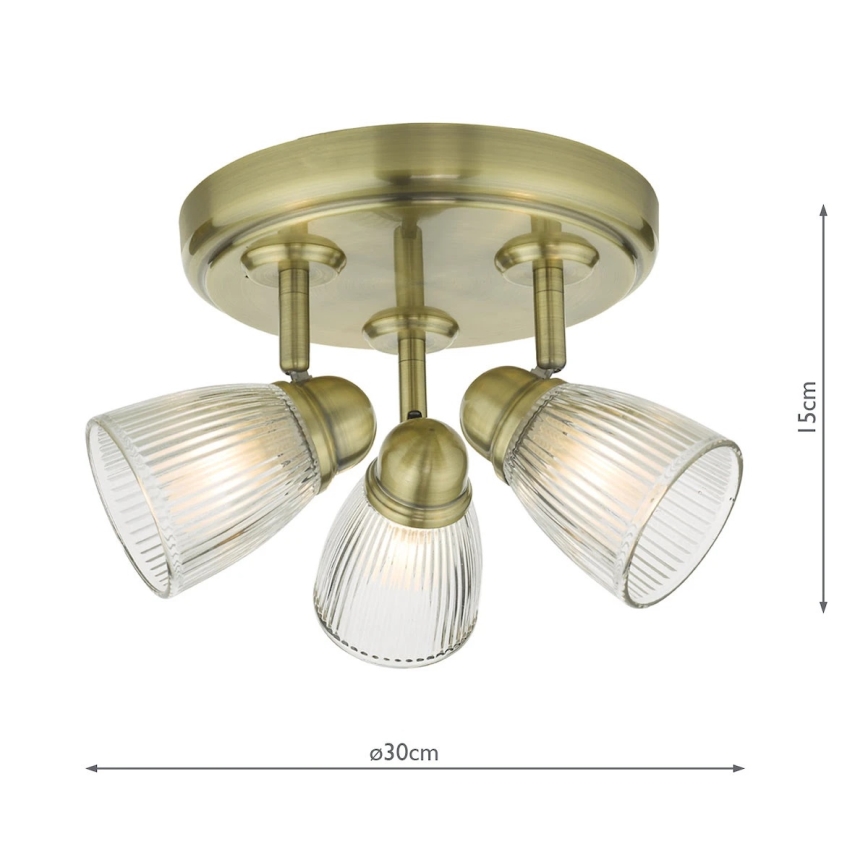 Där Lighting CED7675 - Точково осветително тяло за баня CEDRIC 3xG9/25W/230V IP44 месинг