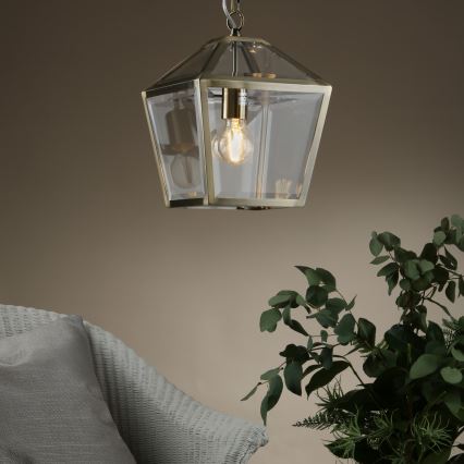 Där Lighting CHU0175 - Полилей на верига CHURCHILL 1xE27/60W/230V месинг