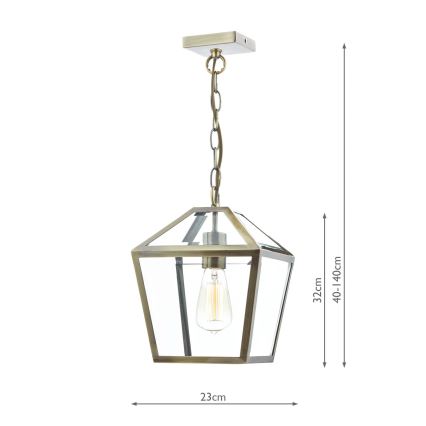 Där Lighting CHU0175 - Полилей на верига CHURCHILL 1xE27/60W/230V месинг