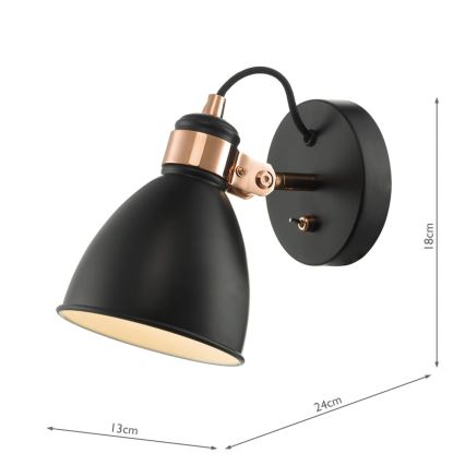 Där Lighting FRE0722 - Настенно насочващо осветително тяло FREDERICK 1xE14/40W/230V черно