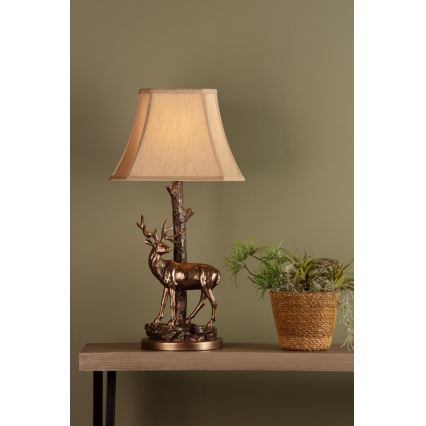 Där Lighting GUL5545-X - Настолна лампа GULLIVER 1xE27/60W/230V бежова/бронзова