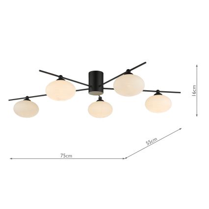 Där Lighting JAS5422 - Плафонен полилей JASPER 5xG9/25W/230V черен
