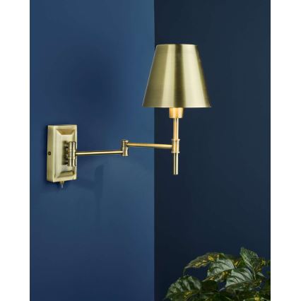 Där Lighting KEN0775 - Гъвкава стенна лампа KENSINGTON 1xE14/25W/230V месинг