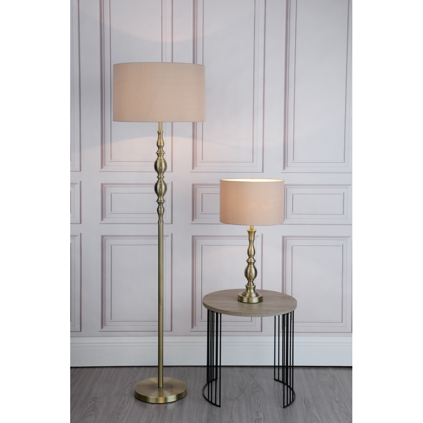 Där Lighting MAD4275 - Настолна лампа MADRID 1xE27/60W/230V кафяв/месинг