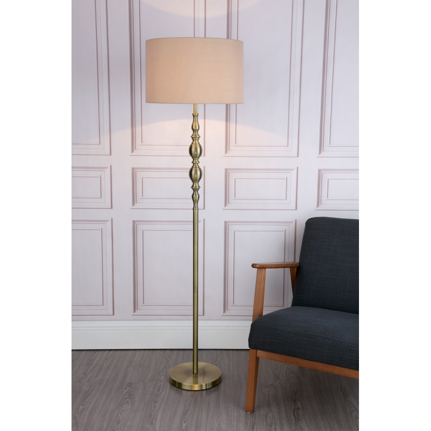 Där Lighting MAD4975 - Подова лампа MADRID 1xE27/60W/230V кафява/месинг