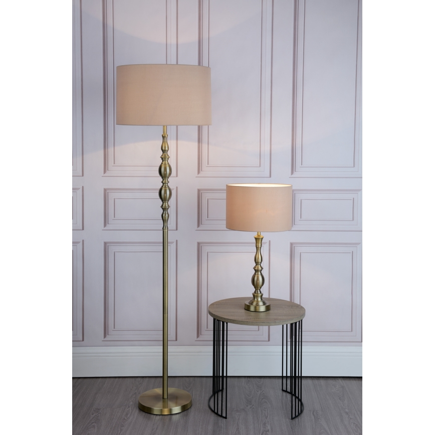 Där Lighting MAD4975 - Подова лампа MADRID 1xE27/60W/230V кафява/месинг