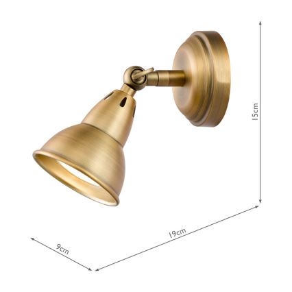 Där Lighting NAT0742 - Настенно спот осветително тяло NATHANIEL 1xGU10/11W/230V месинг