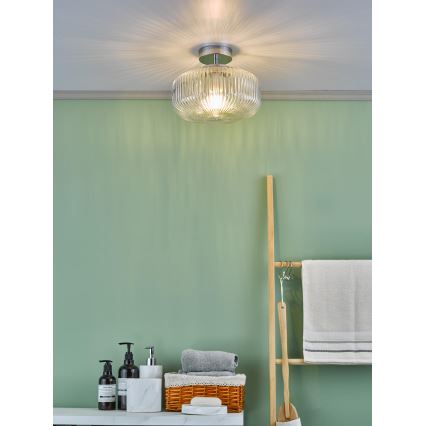 Där Lighting RIV5208 - Плафон за баня RIVA, повърхностно монтиран, 1xE27/60W/230V, IP44, лъскав хром