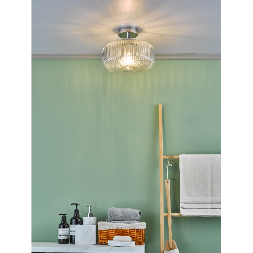 Där Lighting RIV5208 - Плафон за баня RIVA, повърхностно монтиран, 1xE27/60W/230V, IP44, лъскав хром
