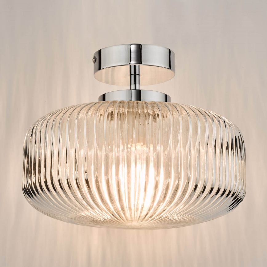 Där Lighting RIV5208 - Плафон за баня RIVA, повърхностно монтиран, 1xE27/60W/230V, IP44, лъскав хром