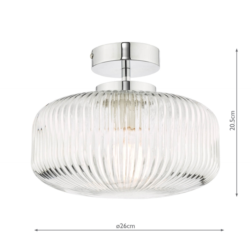 Där Lighting RIV5208 - Плафон за баня RIVA, повърхностно монтиран, 1xE27/60W/230V, IP44, лъскав хром