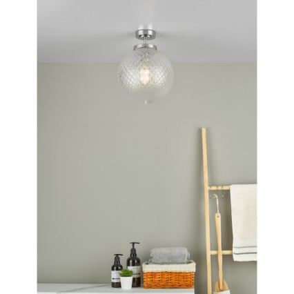 Där Lighting WAY0150 - Плафониера за баня WAYNE 1xE27/40W/230V IP44 диаметър 25 см лъскав хром