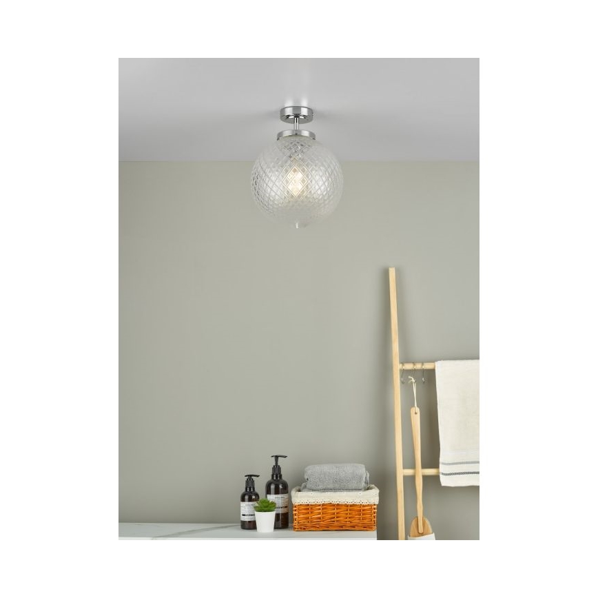Där Lighting WAY0150 - Плафониера за баня WAYNE 1xE27/40W/230V IP44 диаметър 25 см лъскав хром