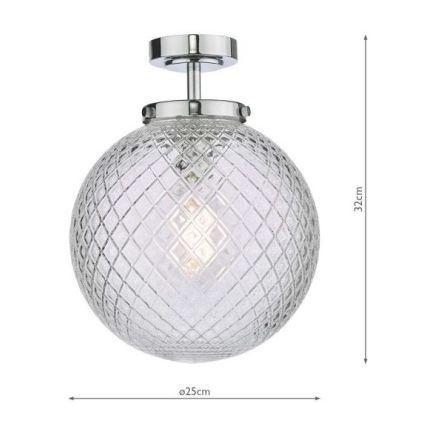 Där Lighting WAY0150 - Плафониера за баня WAYNE 1xE27/40W/230V IP44 диаметър 25 см лъскав хром