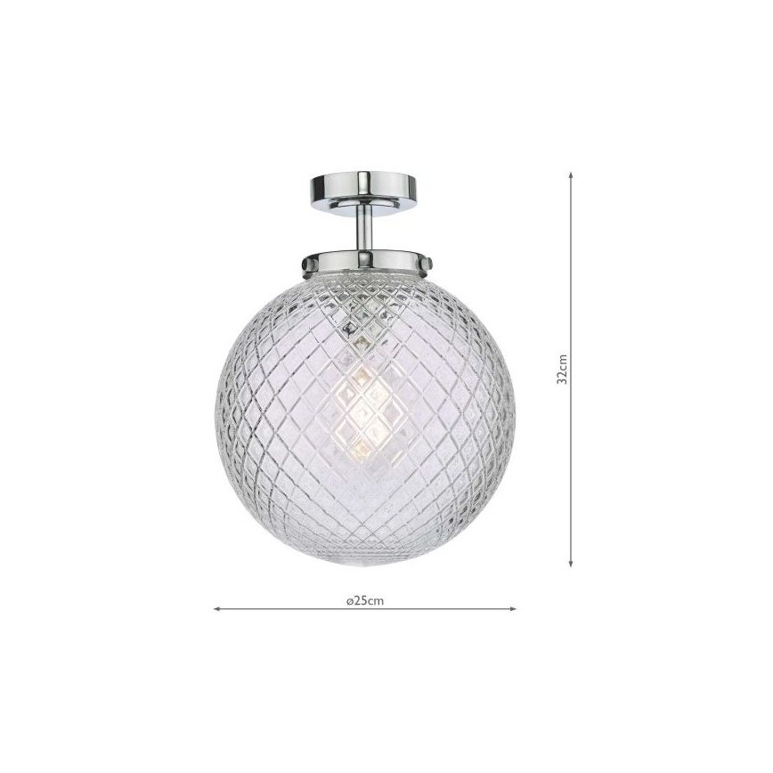 Där Lighting WAY0150 - Плафониера за баня WAYNE 1xE27/40W/230V IP44 диаметър 25 см лъскав хром
